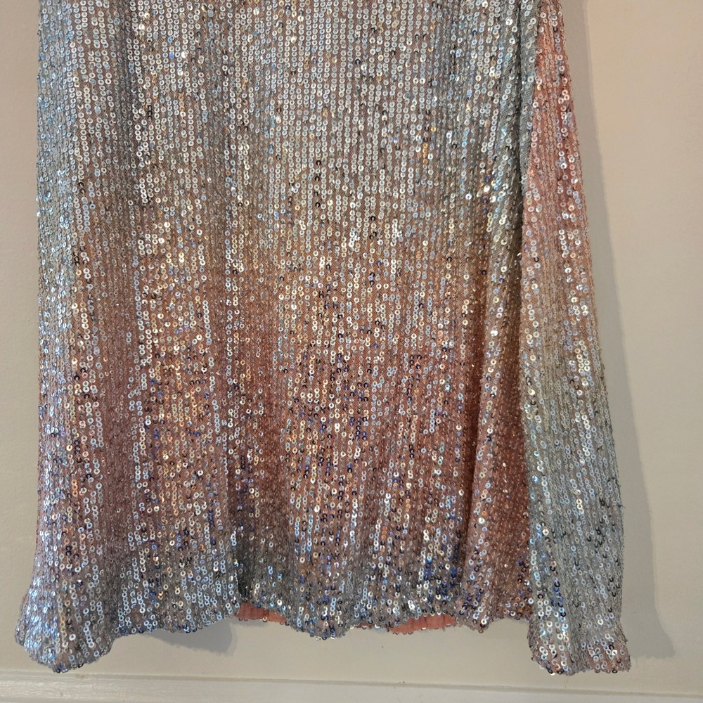 Next Kids‎ Pink Silver Ombre Sequin Party Dress Flutter Sleeve 6yrs K89-849-088 - Picture 4 of 8